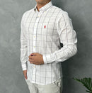 Camisa Social Polo Ralph Lauren Oxford - Xadrez Branca