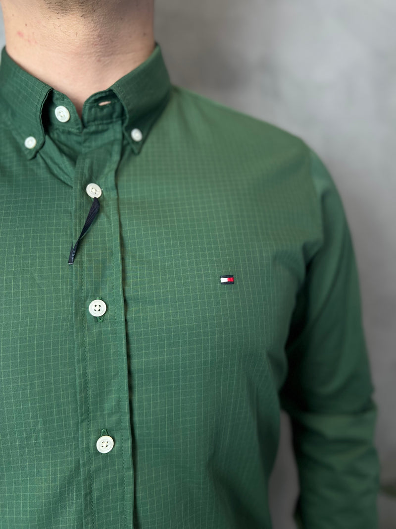 Camisa Social Tommy Hilfiger Oxford - Xadrez Verde