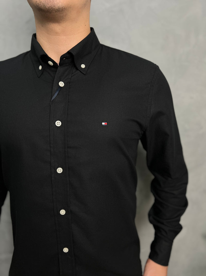 Camisa Social Tommy Hilfiger Oxford - Preta