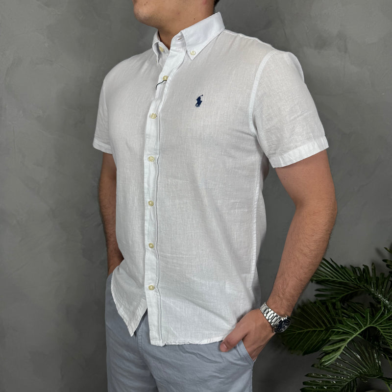 Camisa Social Manga Curta Polo Ralph Lauren - Branca - Linho