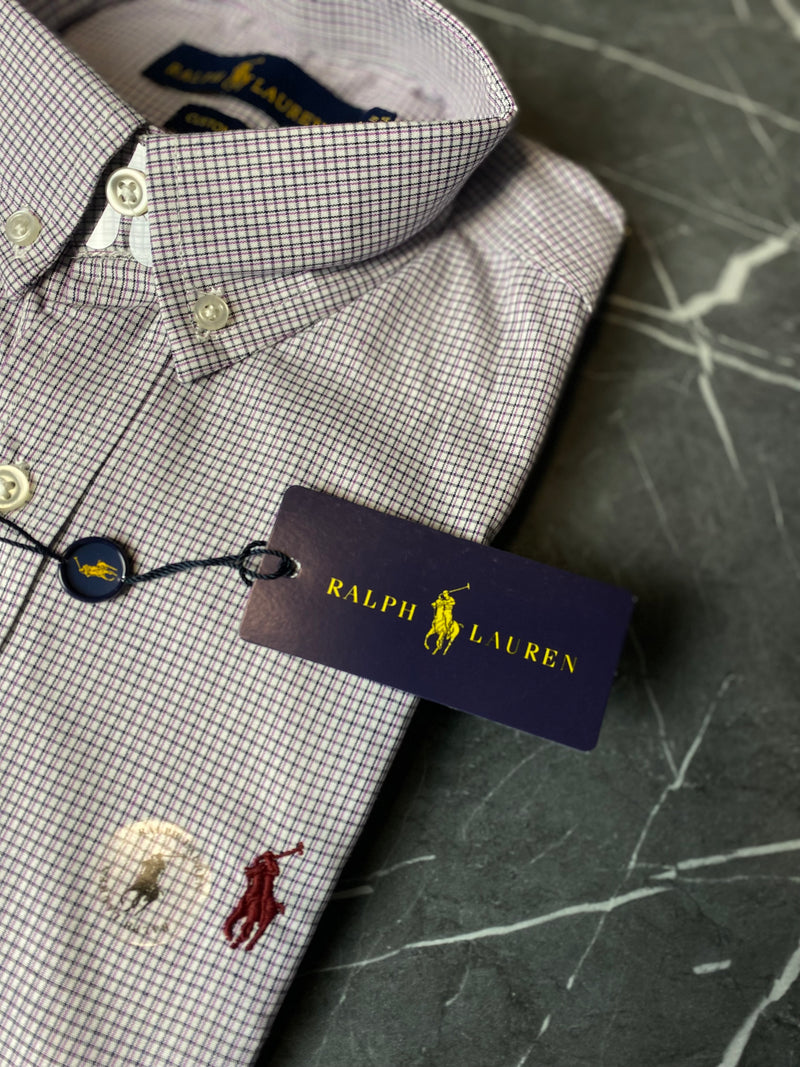 Camisa Social Polo Ralph Lauren Oxford - Xadrez Rosa