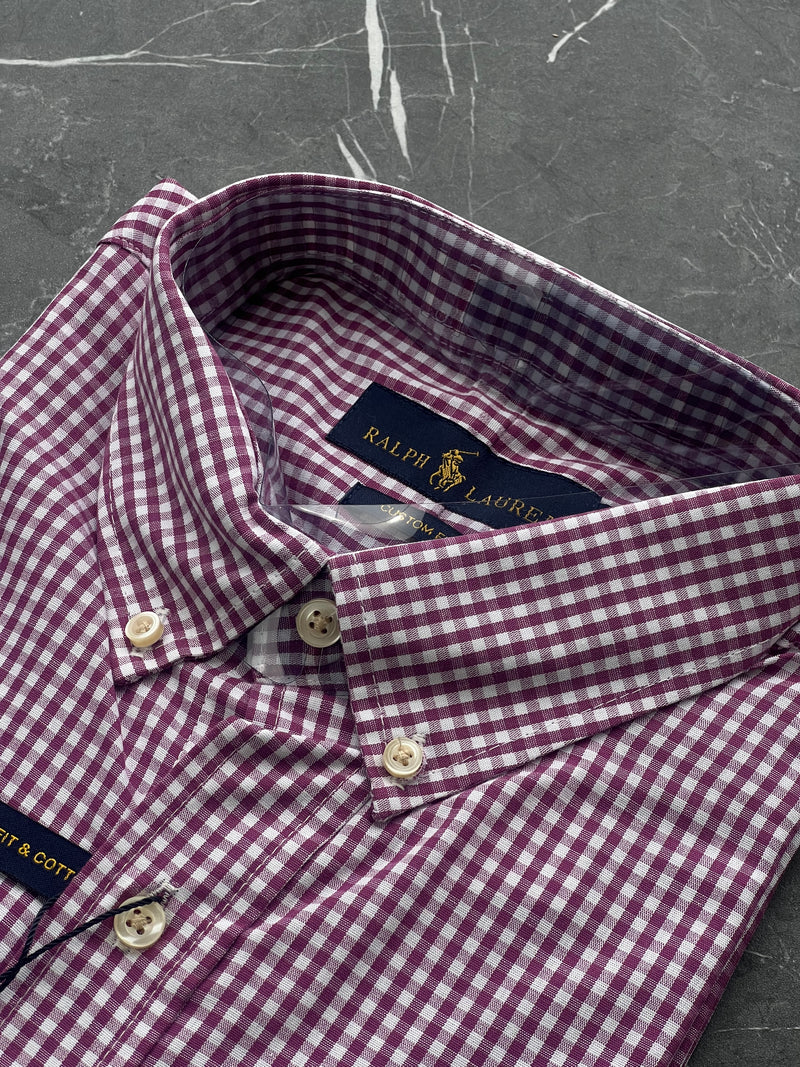 Camisa Social Polo Ralph Lauren Oxford - Xadrez Roxa