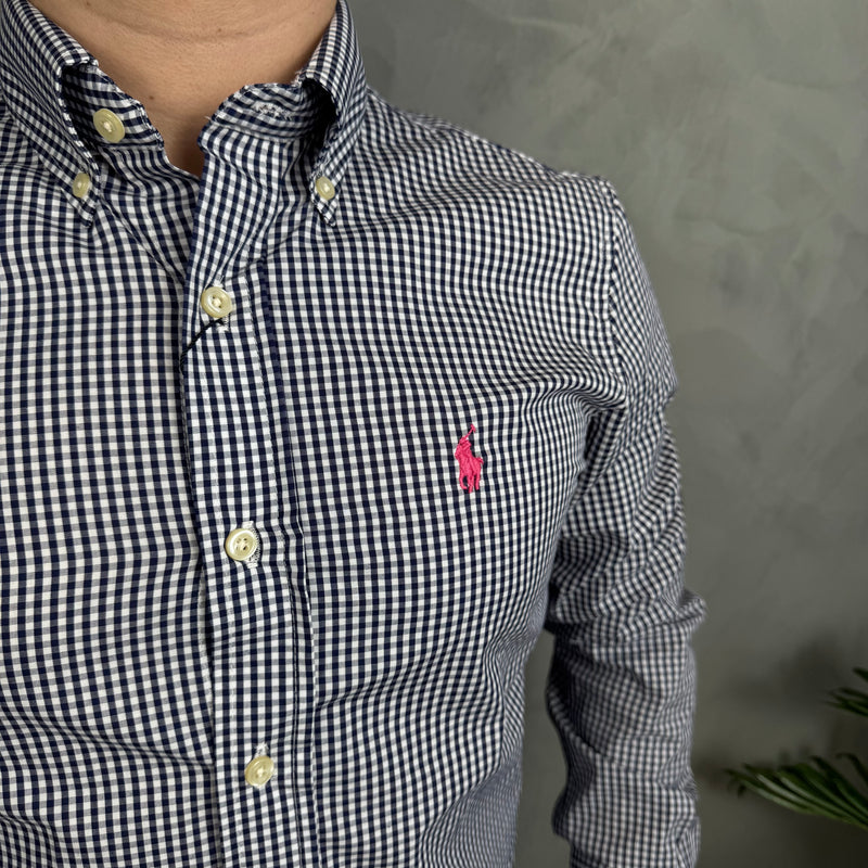 Camisa Social Polo Ralph Lauren Oxford - Xadrez Marinho