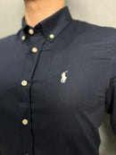 Camisa Social Polo Ralph Lauren Tricoline - Azul Marinho