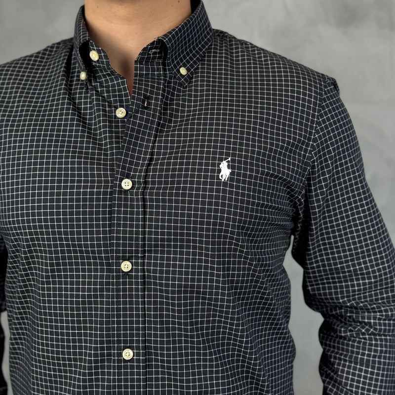 Camisa Social Polo Ralph Lauren Oxford - Xadrez Preta