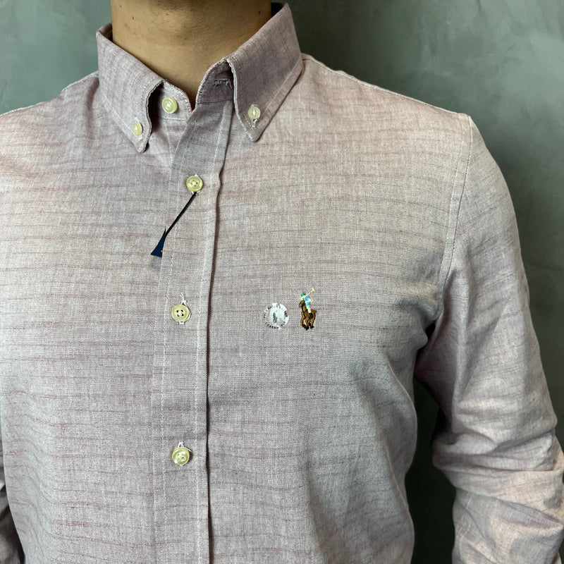 Camisa Social Polo Ralph Lauren Oxford - Rosa