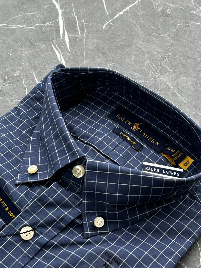 Camisa Social Polo Ralph Lauren Oxford - Xadrez Azul Marinho
