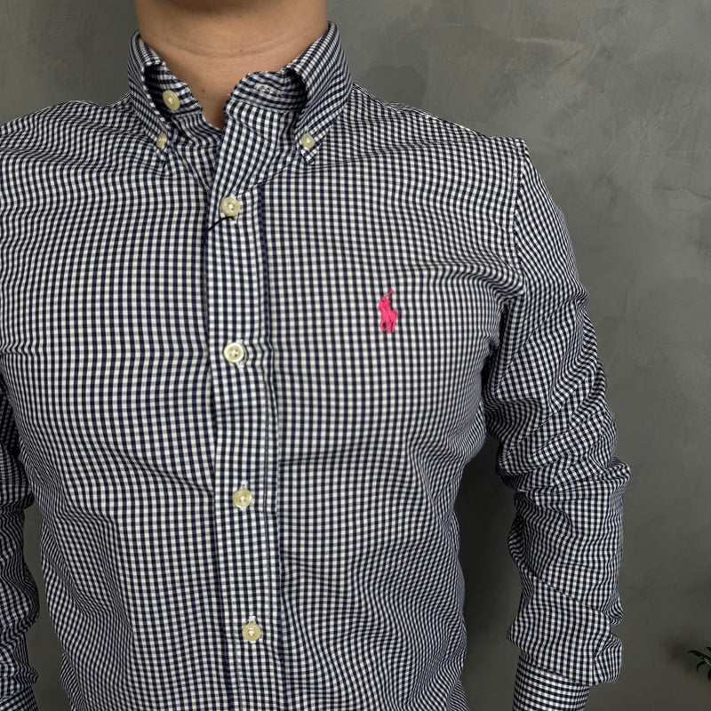 Camisa Social Polo Ralph Lauren Oxford - Xadrez Marinho