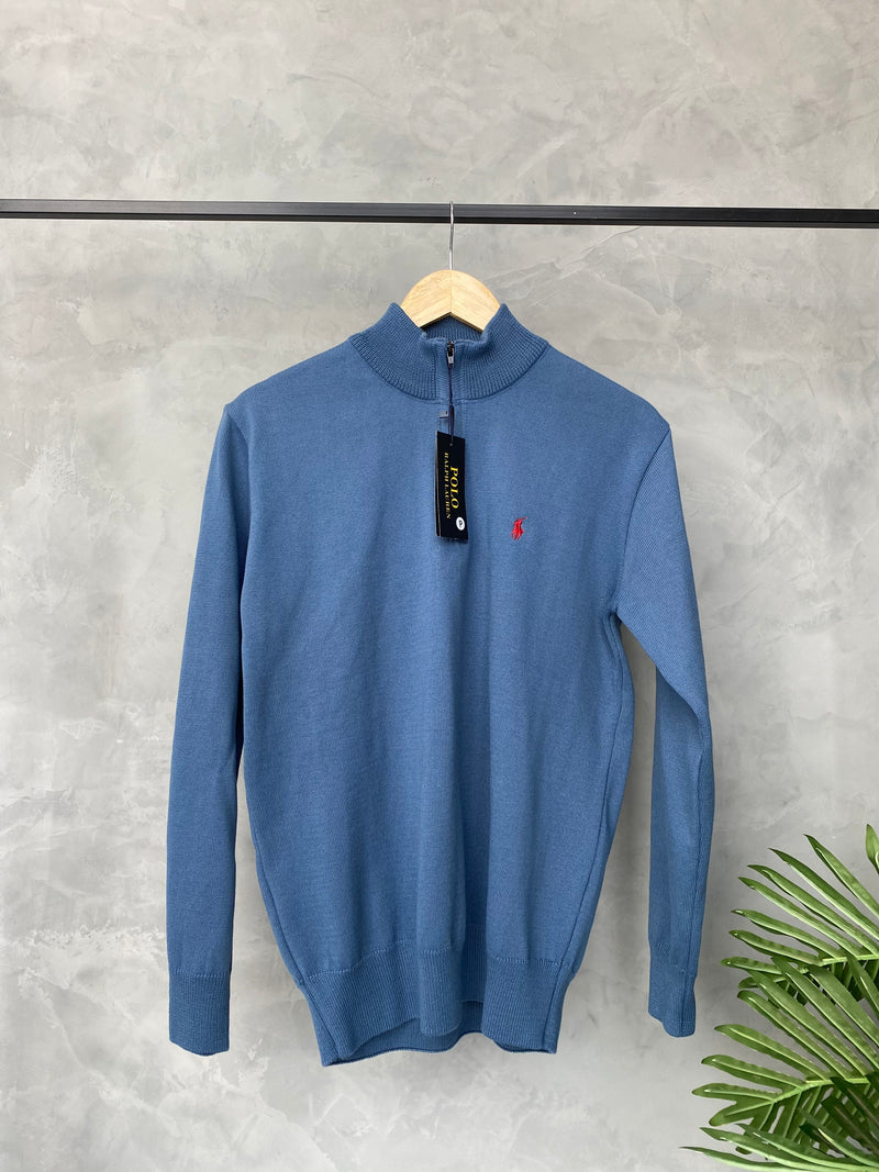 Suéter C/Zíper Polo Ralph Lauren - Azul Claro