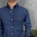 Camisa Social Polo Ralph Lauren Oxford - Xadrez Az/Br