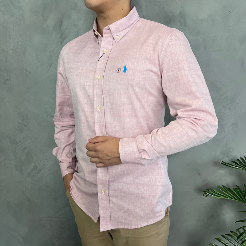 Camisa Social Polo Ralph Lauren Oxford - Rosa