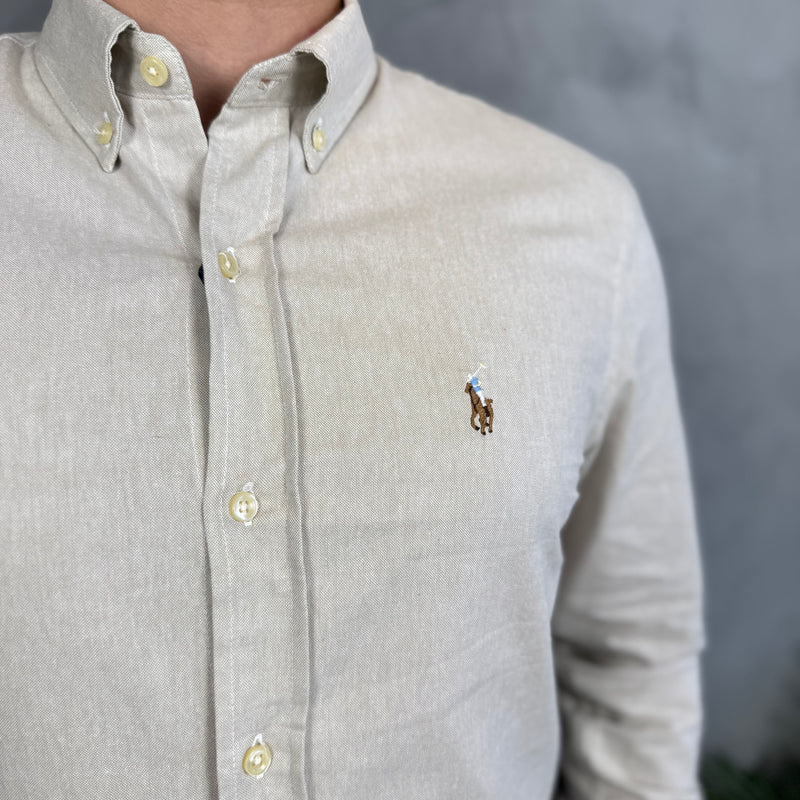 Camisa Social Polo Ralph Lauren Oxford - Bege