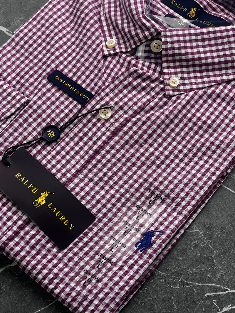 Camisa Social Polo Ralph Lauren Oxford - Xadrez Roxa