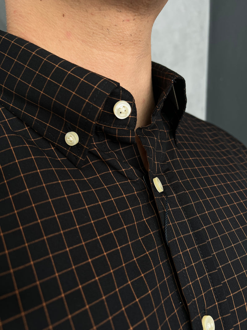 Camisa Social Polo Ralph Lauren Oxford - Xadrez Preta