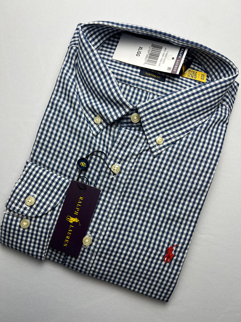 Camisa Social Polo Ralph Lauren Oxford - Xadrez Azul