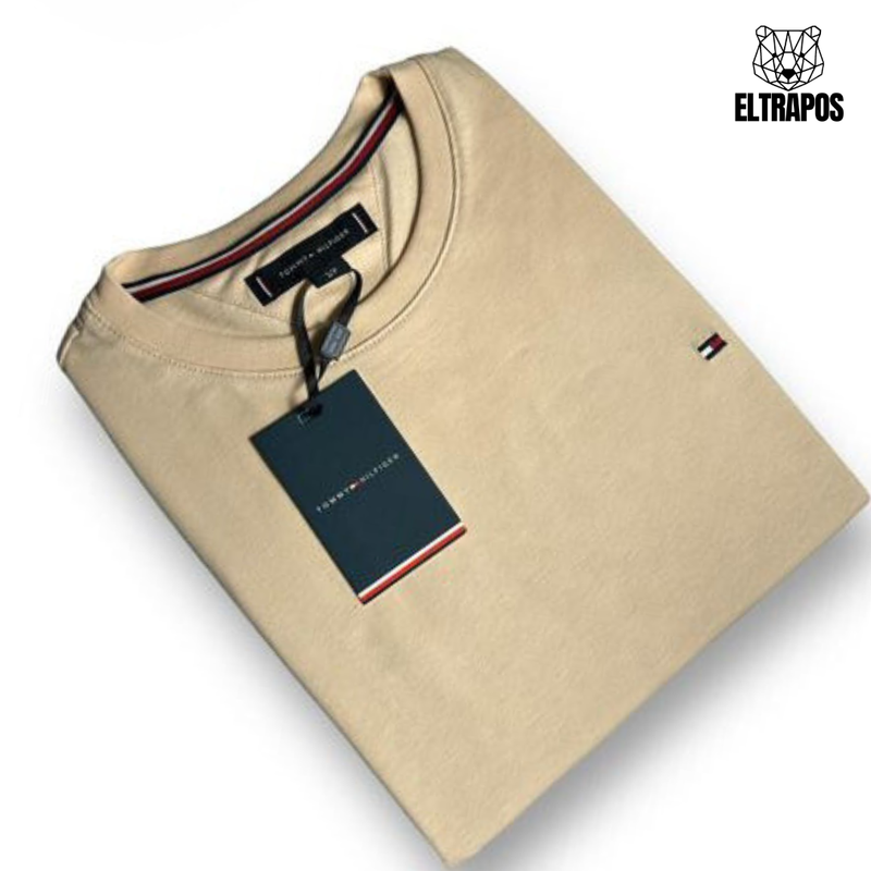 Camiseta Tommy Hilfiger - Caqui - Seda Pima