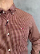 Camisa Social Tommy Hilfiger Oxford - Xadrez Vinho