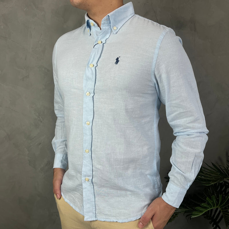 Camisa Social Polo Ralph Lauren - Azul Bebê - Linho