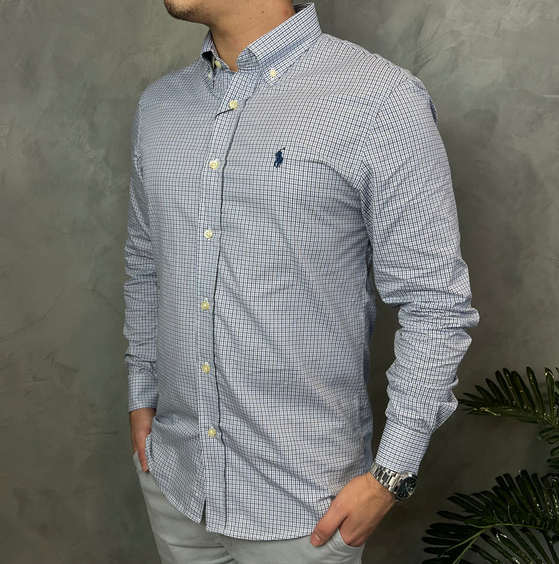 Camisa Social Polo Ralph Lauren Oxford - Xadrez Azul