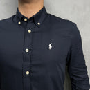 Camisa Social Polo Ralph Lauren Tricoline - Azul Marinho