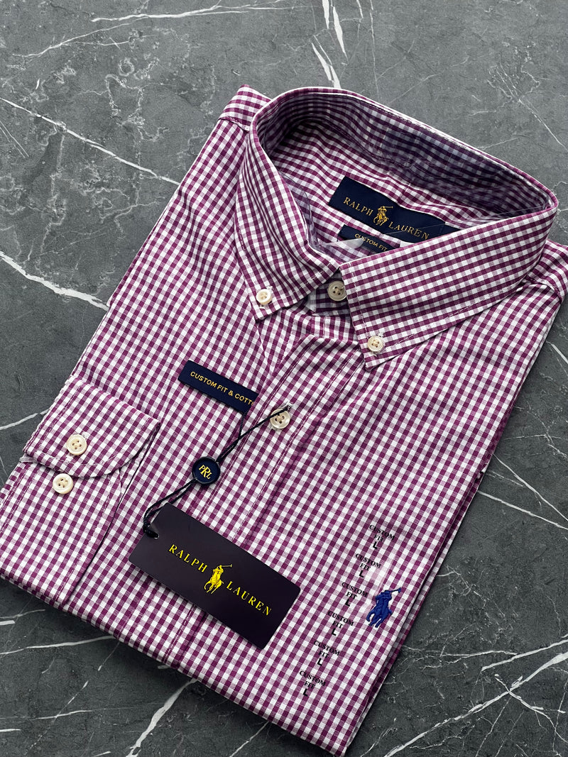 Camisa Social Polo Ralph Lauren Oxford - Xadrez Roxa