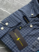 Camisa Social Polo Ralph Lauren Oxford - Xadrez Azul Marinho