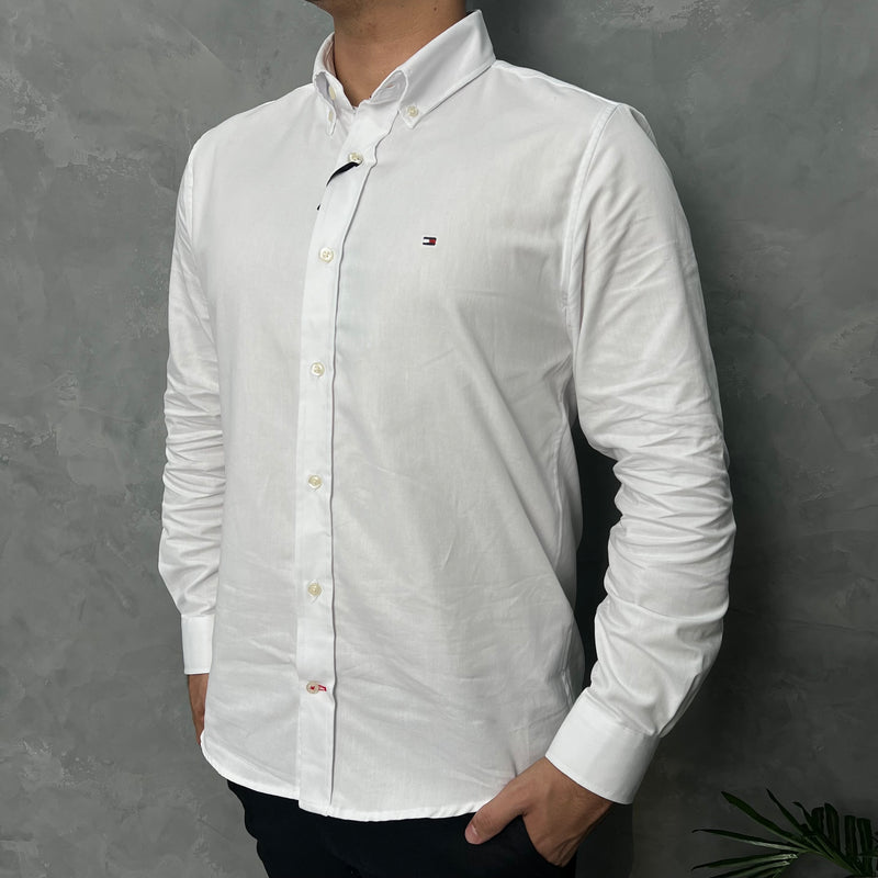 Camisa Social Tommy Hilfiger Oxford - Branca
