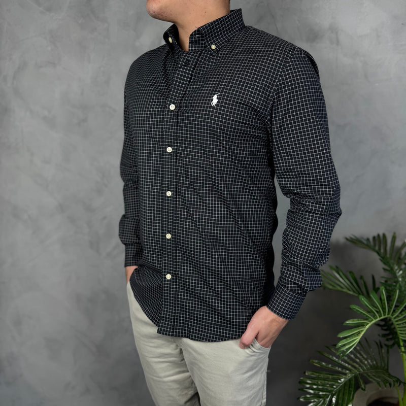 Camisa Social Polo Ralph Lauren Oxford - Xadrez Preta
