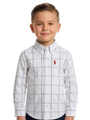 Camisa Social Infantil Polo Ralph Lauren Oxford - Xadrez Branca
