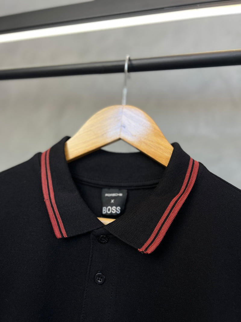 Camisa Gola Polo Porsche x Boss - Preta