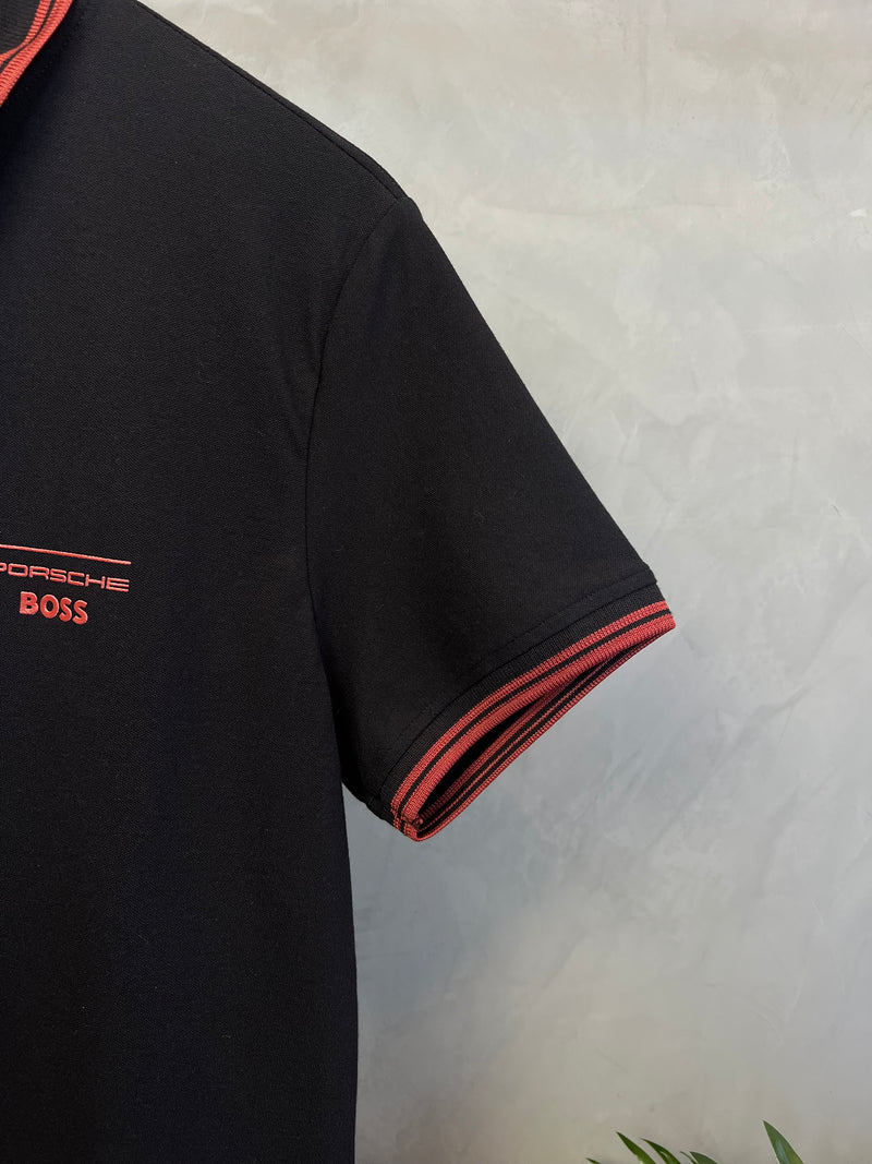 Camisa Gola Polo Porsche x Boss - Preta