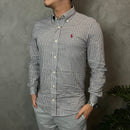 Camisa Social Polo Ralph Lauren Oxford - Xadrez Cinza