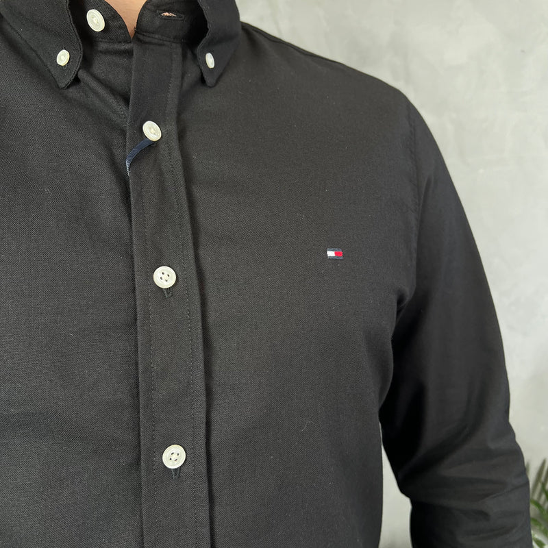 Camisa Social Tommy Hilfiger Oxford - Preta