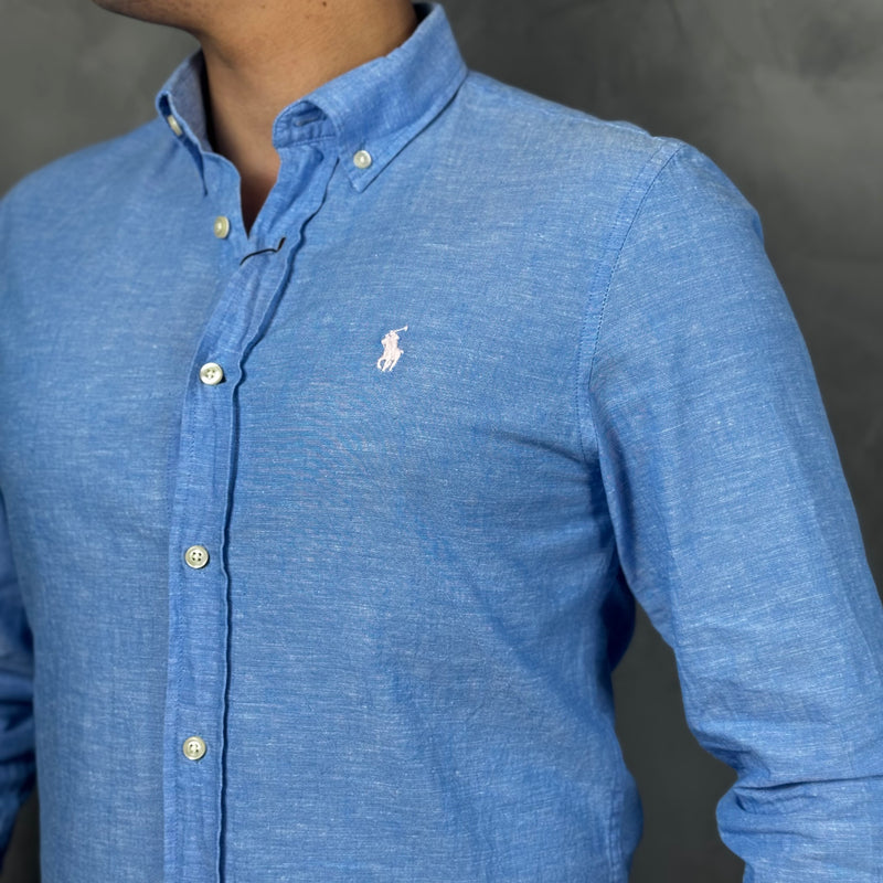 Camisa Social Polo Ralph Lauren - Azul Bebê - Linho