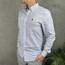 Camisa Social Polo Ralph Lauren Oxford - Xadrez  Azul Bebê