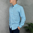 Camisa Social Tommy Hilfiger Azul Bebê/Br Regular - Xadrez