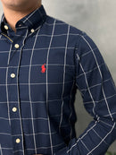Camisa Social Polo Ralph Lauren Oxford - Xadrez Azul Marinho