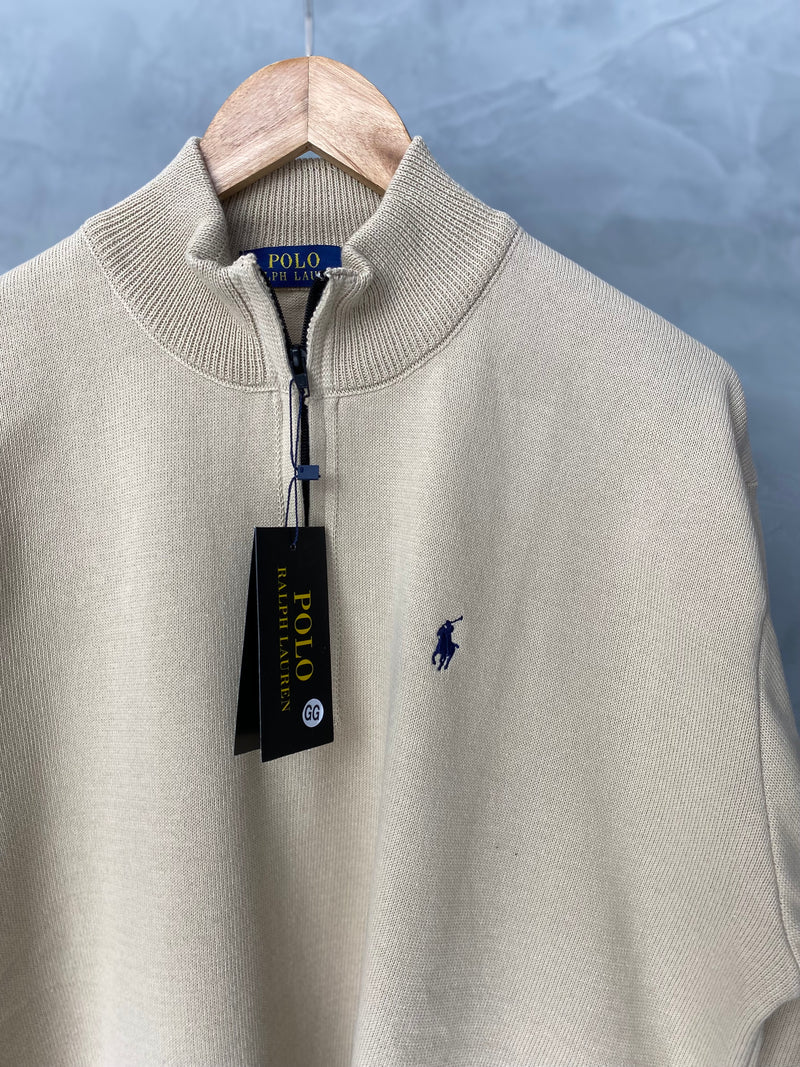 Suéter C/Zíper Polo Ralph Lauren - Bege
