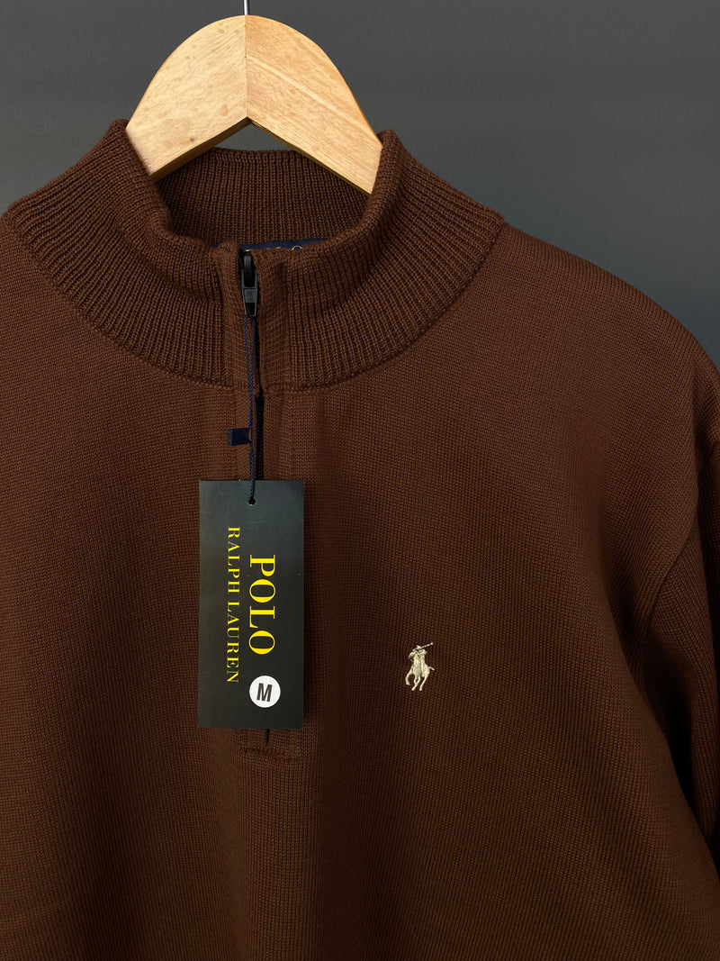 Suéter C/Zíper Polo Ralph Lauren - Marrom