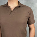 Gola Polo Zara Texturizada - Marrom