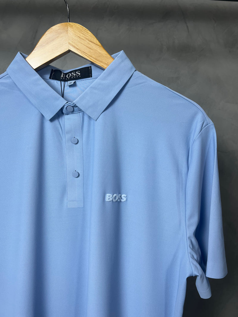 Camisa Gola polo Hugo Boss - Azul Bebê - Tecnológica