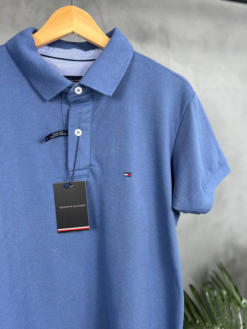Camisa Gola Polo Tommy Hilfiger - Azul Petróleo