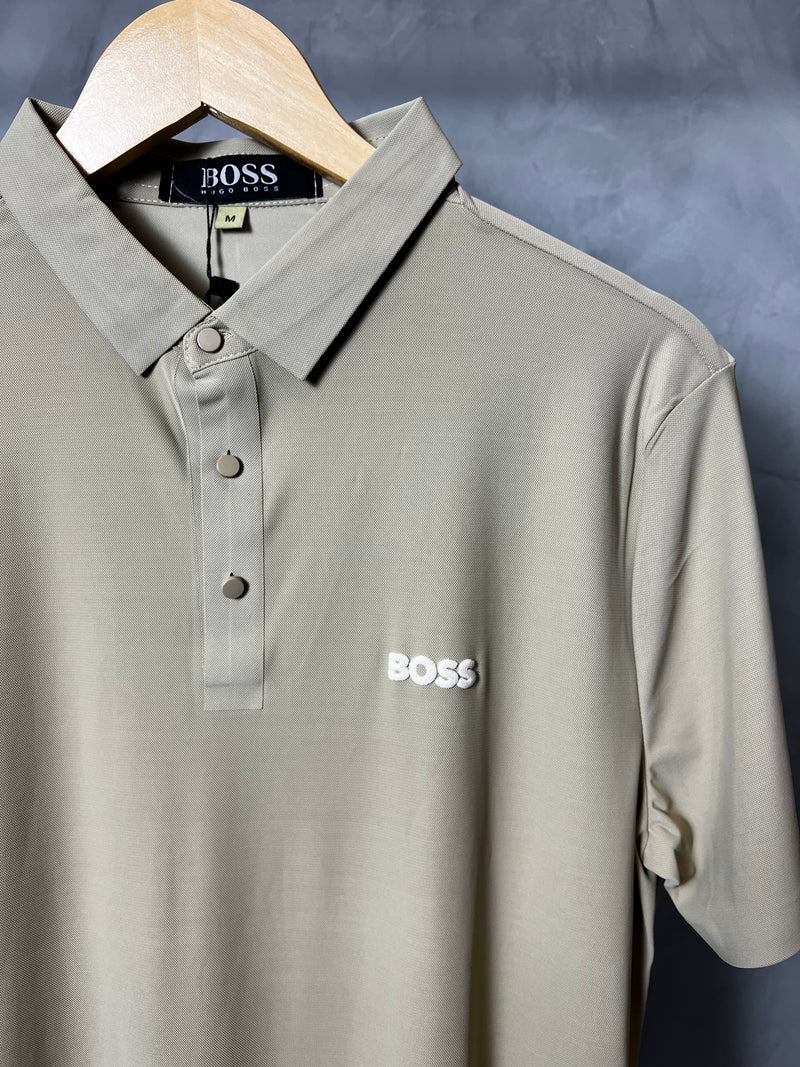 Camisa Gola polo Hugo Boss - Bege- Tecnológica