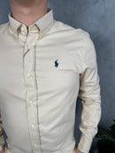 Camisa Social Polo Ralph Lauren Oxford - Marrom Claro