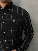 Camisa Social Polo Ralph Lauren Oxford - Xadrez Preta