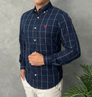 Camisa Social Polo Ralph Lauren Oxford - Xadrez Azul Marinho