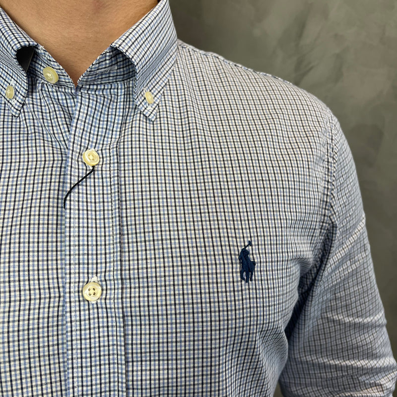 Camisa Social Polo Ralph Lauren Oxford - Xadrez Azul