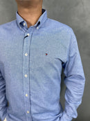 Camisa Social Tommy Hilfiger Oxford - Azul Bebê