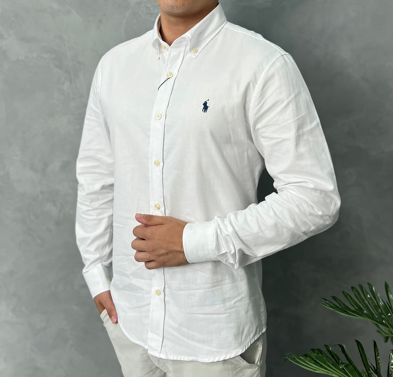 Camisa Social Polo Ralph Lauren Oxford - Branca