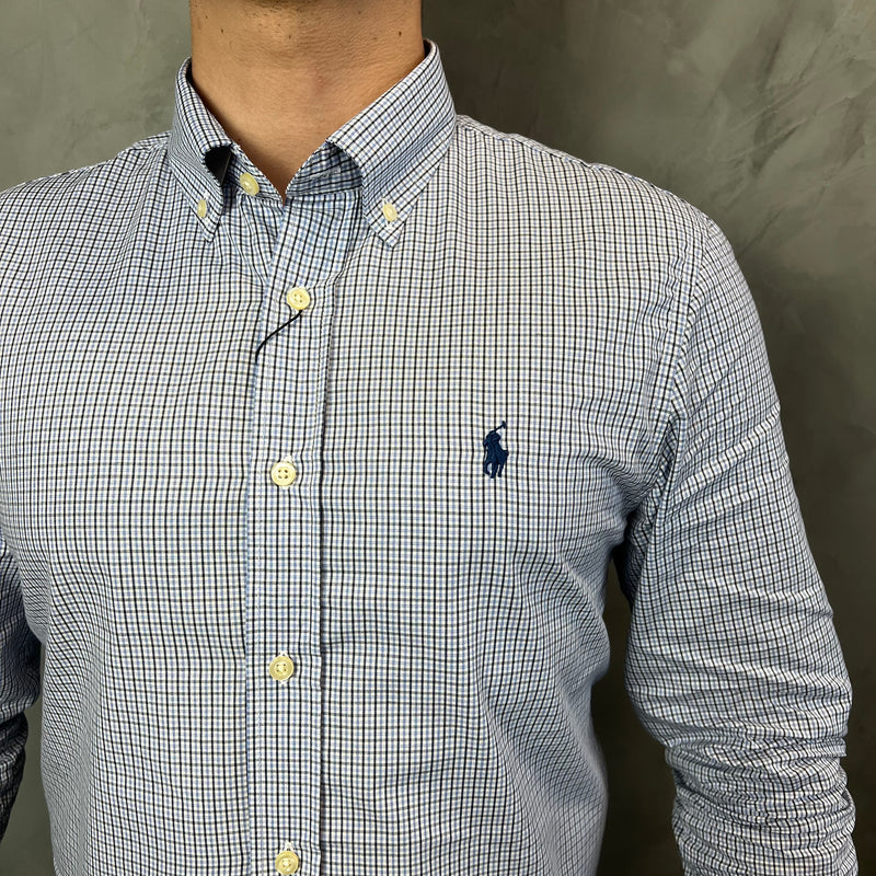 Camisa Social Polo Ralph Lauren Oxford - Xadrez Azul